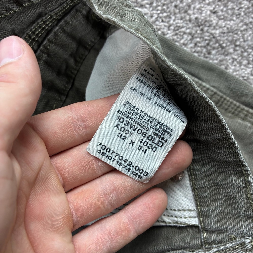 Wrangler Riggs Cargo Pants Mens 32x34 Olive Green Carpenter Ripstop Canvas - Picture 3 of 5